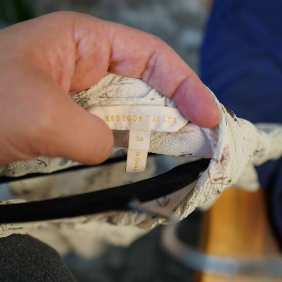 Rebecca‎ Taylor Flutter Sleeve Adelaide Floral Silk Top White Womens Size 14 - Picture 4 of 6